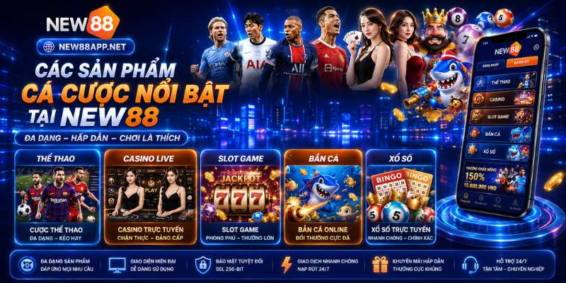 New88 cung cấp đa dạng sản phẩm cá cược hấp dẫn đáp ứng mọi nhu cầu giải trí của người chơi.