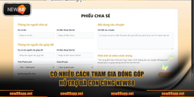 Có nhiều cách tham gia đóng góp, hỗ trợ bà con cùng NEW88