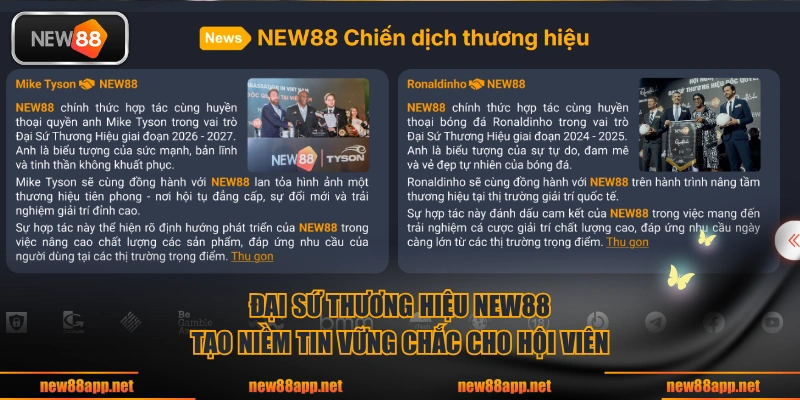 Đại sứ thương hiệu NEW88 tạo niềm tin vững chắc cho hội viên