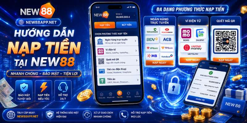 Các bước nạp tiền tại New88 được thực hiện nhanh chóng với nhiều phương thức thanh toán tiện lợi.